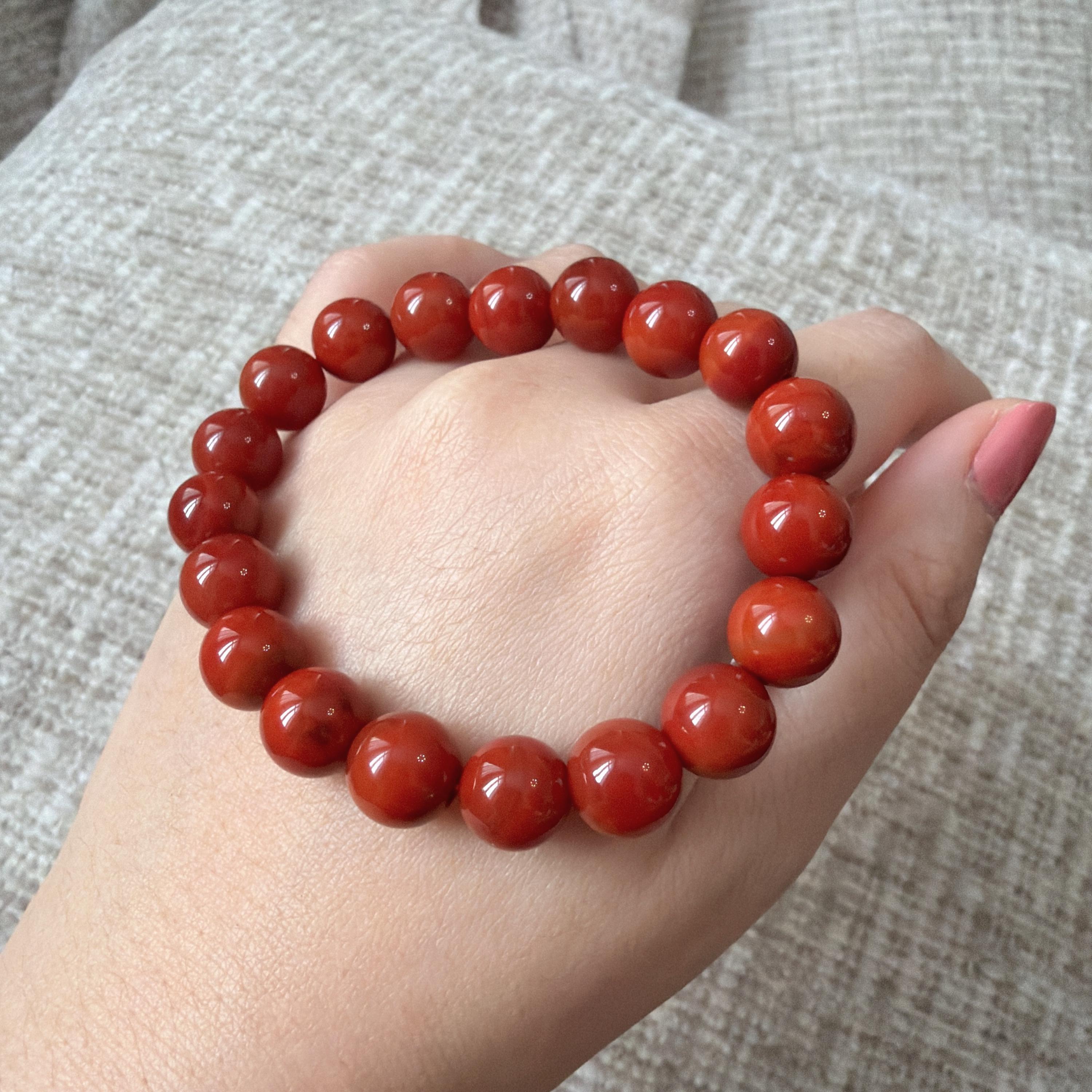 High Quality 10mm Round Beaded Genuine Sichuan Red(nanhong) Agate