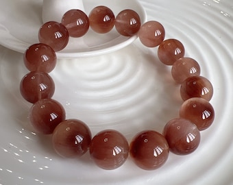 Quarzo rutilato rosso ghiaccio raro di alta qualità da 14 mm; Amore; Capodanno lunare; San Valentino; Fortunato; Capodanno