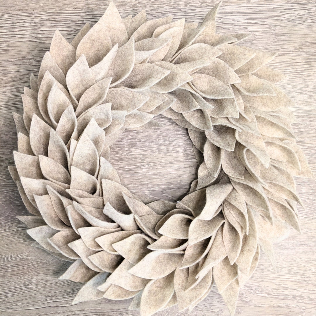 14 Inch Wreath Elegant Wreath Modern Wreath Felt Leaf Wreath Home Decor ...