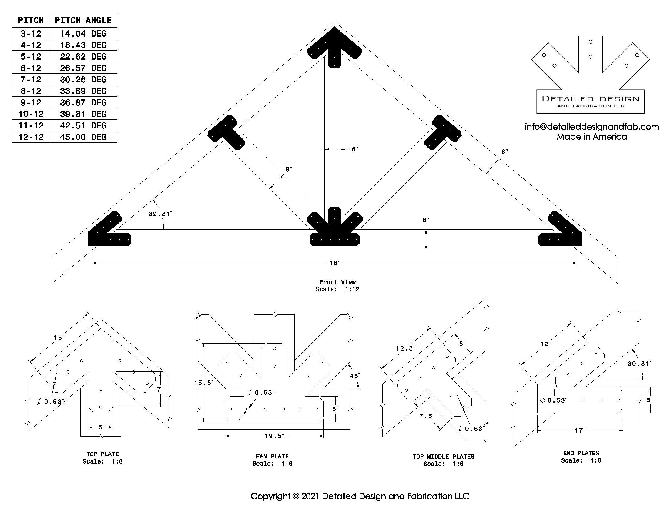 5 Inch Truss Plate Set KING POST Overhang Style Chamfered Etsy