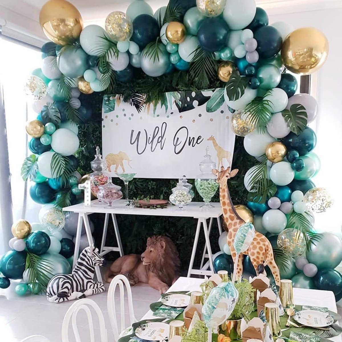 Jungle Safari Theme Balloon Garland Arch Kit, Baby Shower Boy Decorat…