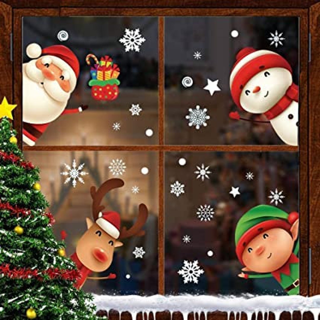 82pcs Christmas Decals Window Christmas Stickers Snowflakes - Etsy
