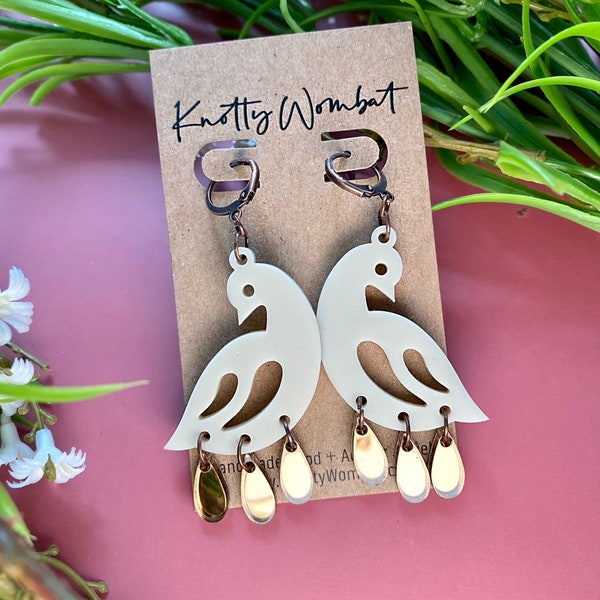 The Lovebird Earrings | Neutral Bird Earrings | Lightweight Spring Earrings