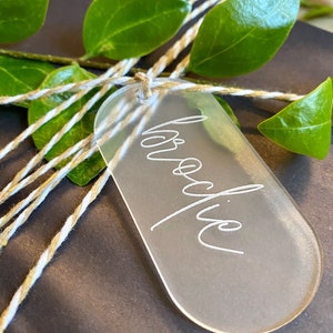 Custom Modern Gift Tags | Custom Stocking Tags | Wood Name Tags | Acrylic Name Tags