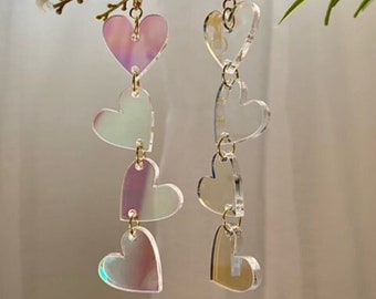 The Iridescent Hearts Earrings | Valentine's Day Earrings | Pink Earrings