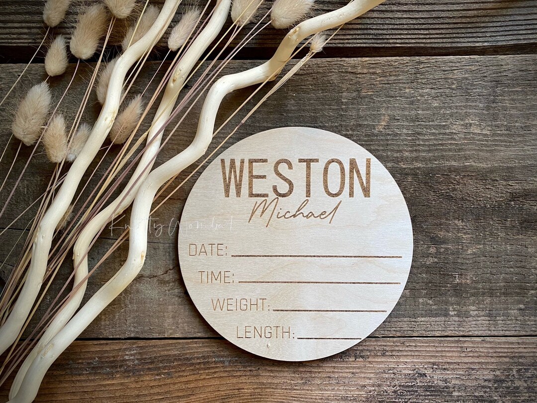 Personalized Baby Announcement Birth Stats Sign Wood Birth Announcement ...