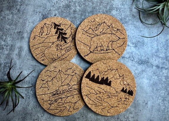 Laser Engraved Cork Coasters