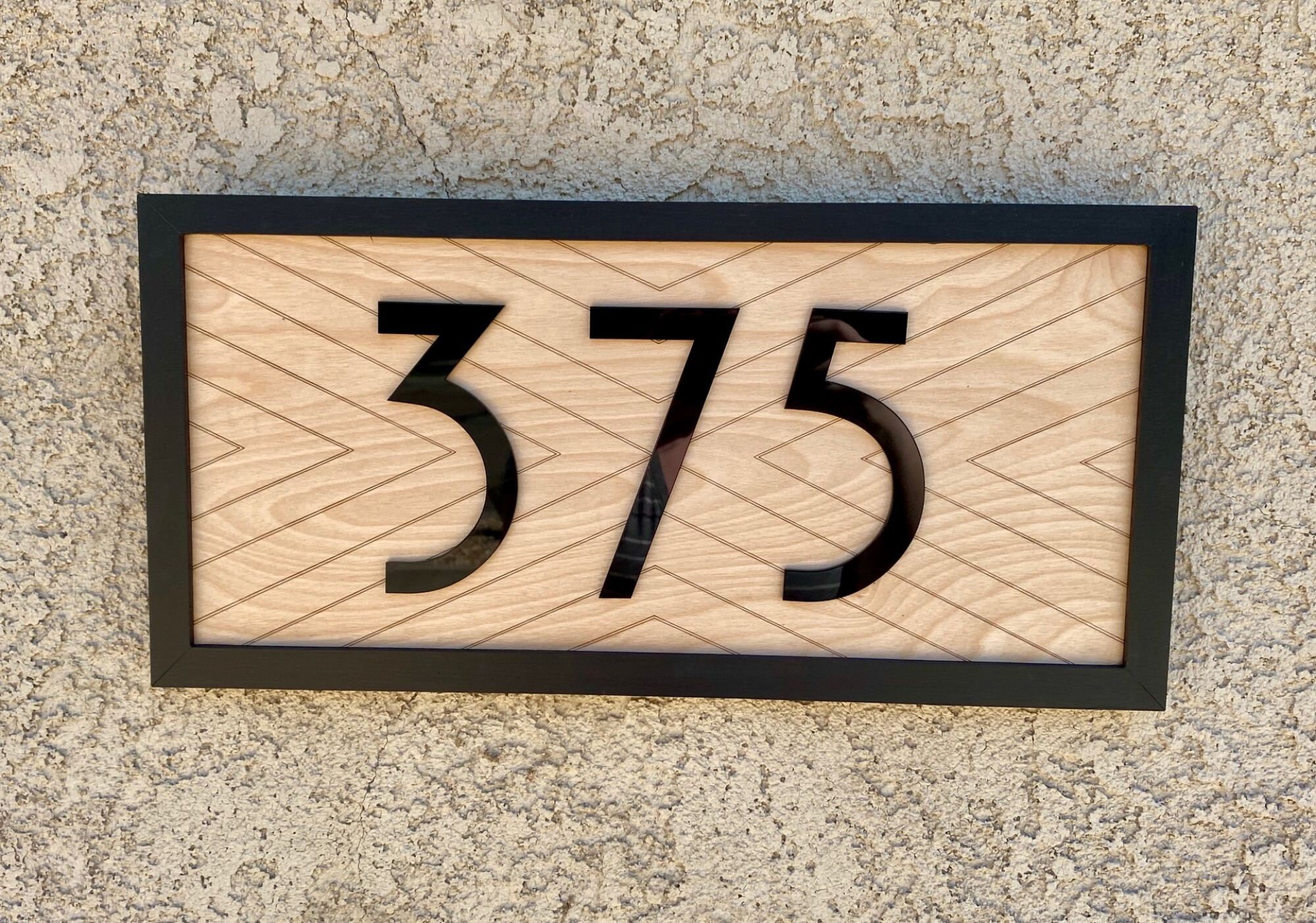 Large Wood and Acrylic Mid Century House Number Modern Etsy