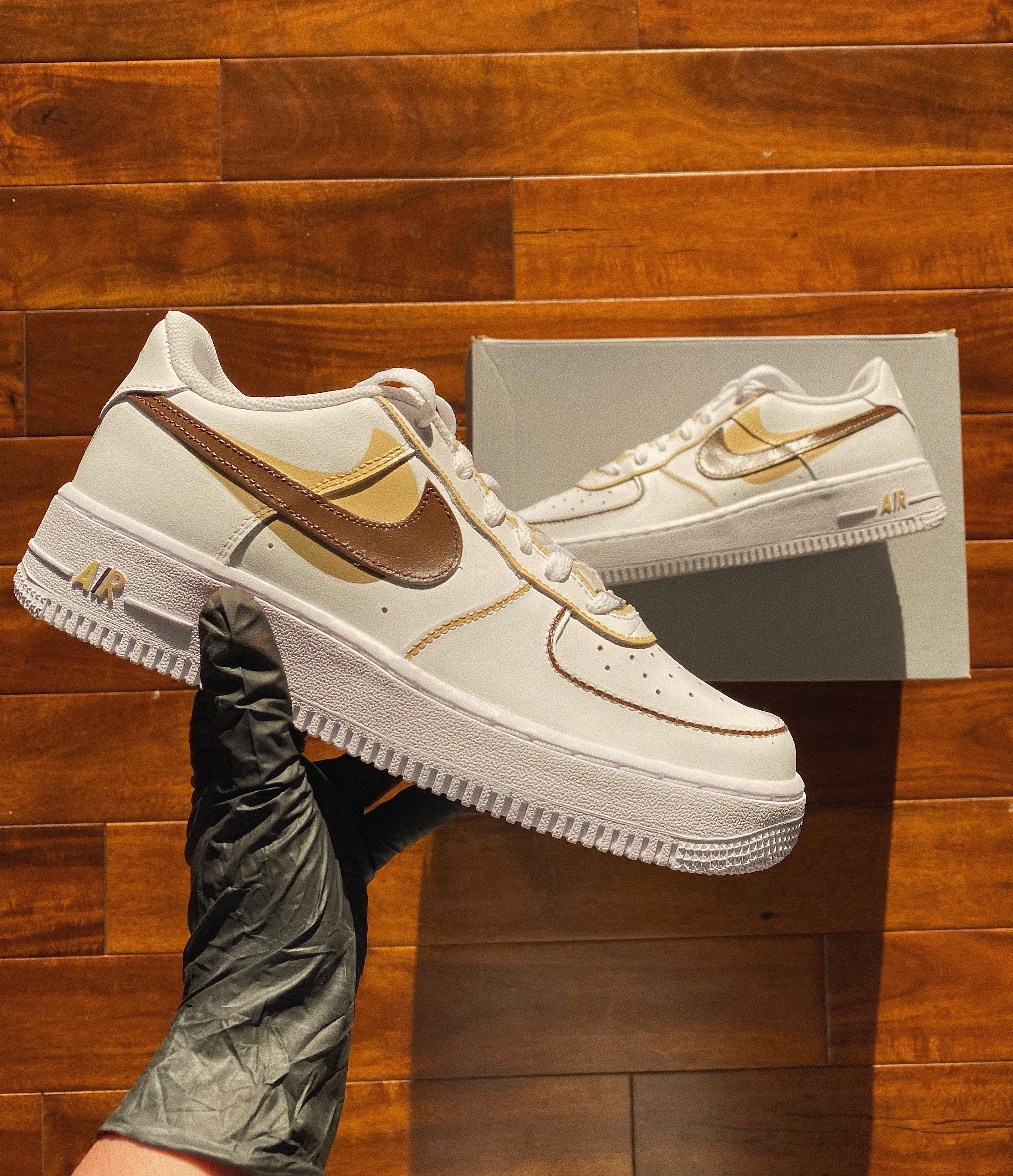 brown swoosh af1