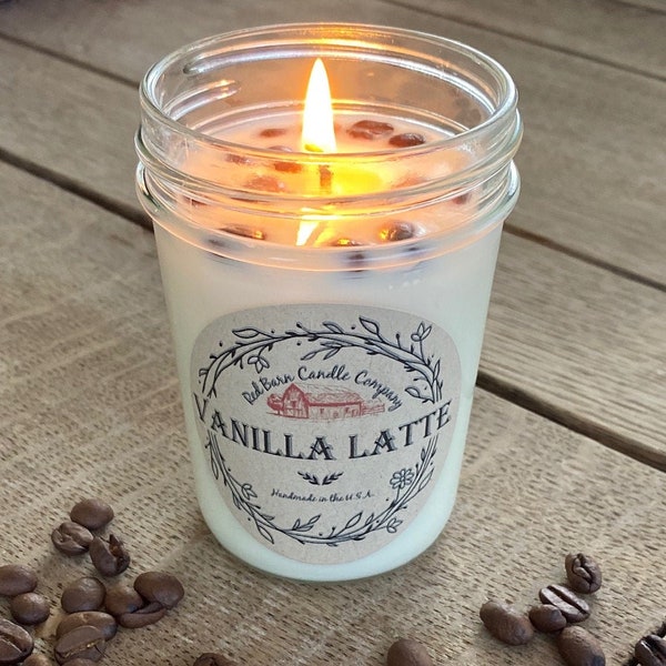 Vanilla Latte Aromatherapy Candle | 100% All-Natural Soy Wax & Essential Oil Infused | Pet Safe + Smoke Odor Eliminating | Non Toxic Candle