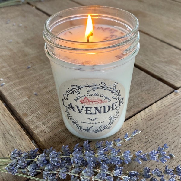 Lavender Aromatherapy Candle | 100% Natural Soy Wax & Essential Oil Infused | Pet Safe + Smoke Odor Eliminating | Non Toxic Scented Candles