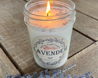 Lavender Aromatherapy Candle | 100% Natural Soy Wax & Essential Oil Infused | Pet Safe + Smoke Odor Eliminating | Non Toxic Scented Candles