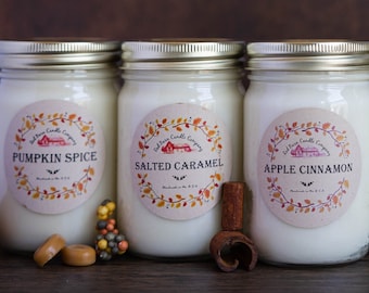 Red Barn Fall Aromatherapy Candles | All-Natural Soy Wax & Dried Flowers | Essential Oil Infused | Odor Eliminate + Relaxation | Toxin Free