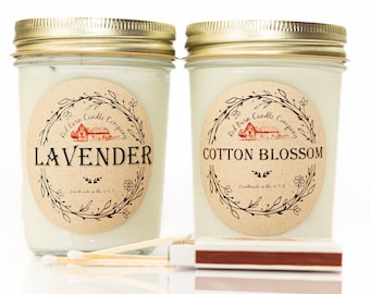 Red Barn Soy Candles Set w/ Matches | All-Natural Soy Wax & Essential Oil Infused | Pet + Smoke Odor Eliminating | Set of (2-Pack, 8 oz)