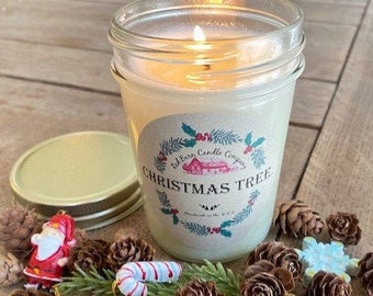 Christmas Tree Aromatherapy Candle | All-Natural Soy Wax & Dried Flowers | Essential Oil Infused | Odor Eliminate + Relaxation | Toxin Free