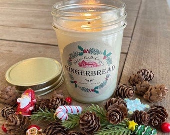 Gingerbread Aromatherapy Candle | All-Natural Soy Wax & Dried Flowers | Essential Oil Infused | Odor Eliminating + Relaxation | Toxin Free