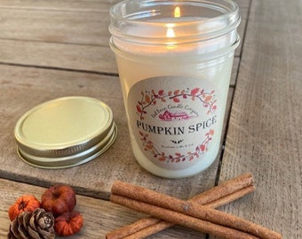 Pumpkin Spice Aromatherapy Candle | All-Natural Soy Wax & Dried Flowers | Essential Oil Infused | Odor Eliminating + Relaxation | Toxin Free