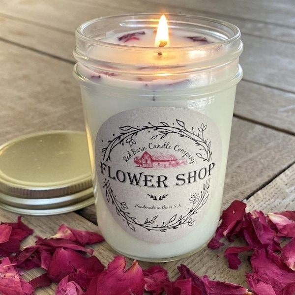 Flower Shop Aromatherapy Candle | 100% All-Natural Soy Wax & Essential Oil Infused | Pet Safe + Smoke Odor Eliminating | Non Toxic Candle