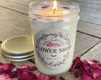 Flower Shop Aromatherapy Candle | 100% All-Natural Soy Wax & Essential Oil Infused | Pet Safe + Smoke Odor Eliminating | Non Toxic Candle