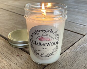 Cedarwood Aromatherapy Candle | All-Natural Soy Wax | Essential Oil Infused | Odor Eliminating + Bug Repelling | Toxin Free