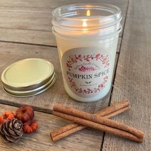 Red Barn Fall Aromatherapy Candles All-Natural Soy Wax & Dried Flowers Essential Oil Infused Odor Eliminate Relaxation Toxin Free Pumpkin Spice