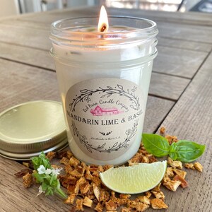 Flower Shop Aromatherapy Candle 100% All-Natural Soy Wax & Essential Oil Infused Pet Safe Smoke Odor Eliminating Non Toxic Candle Mandarin Lime Basil