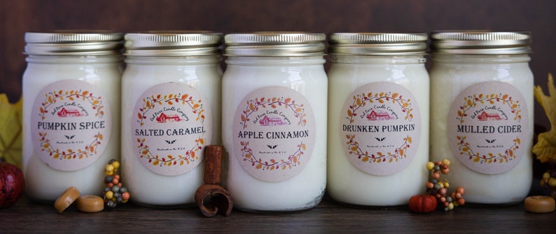 Red Barn Fall Aromatherapy Candles All-Natural Soy Wax & Dried Flowers Essential Oil Infused Odor Eliminate Relaxation Toxin Free image 1