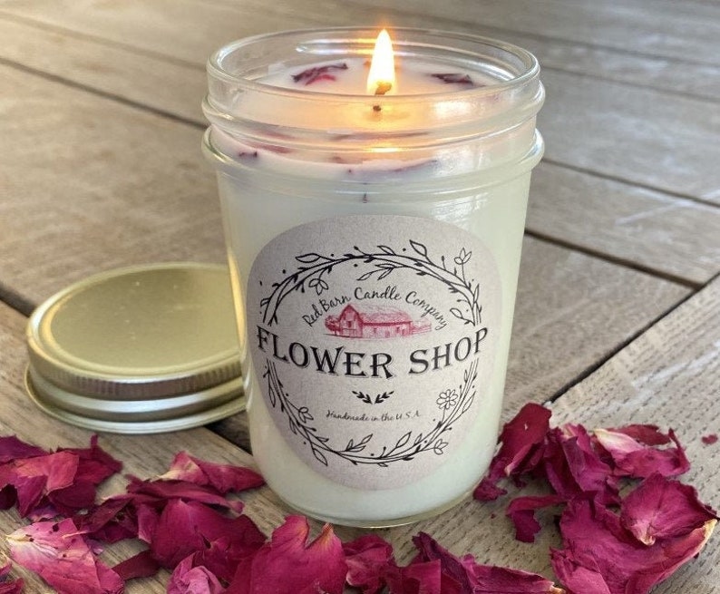 Flower Shop Aromatherapy Candle 100% All-Natural Soy Wax & Essential Oil Infused Pet Safe Smoke Odor Eliminating Non Toxic Candle Flower Shop