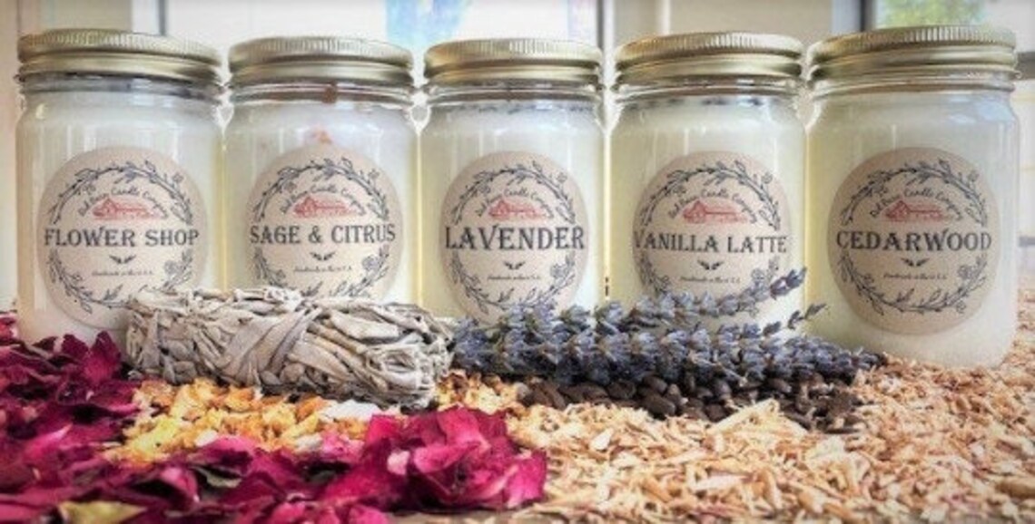 Red Barn Candles of Spring AllNatural Soy Wax & Dried Herbs Etsy