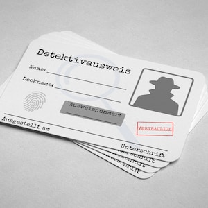 15x Detektivausweis Kindergeburtstag Schnitzeljagd Agent Geheimagent Ermittler Spion Spitzel Detektiv Mottoparty streng geheim