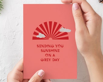 Enviarte el sol ilustraba una tarjeta de encierro única, te extraño la tarjeta, pensando en tu tarjeta, tarjeta para un amigo, linda tarjeta de cumpleaños feliz