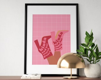 Ein bisschen traurig, aber groovy bleibend groovy illustrierter Schuh lustige Modekunstdruckpostkarte, Galerie-Wandkunst-Dekoration, einzigartige Geschenkidee Kunstdruck,
