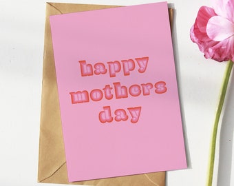 Retro Mothers Day Card, happy mothers day card, unique mothers day card, card for wife, cute mothers day card, homemade card, gift for mum