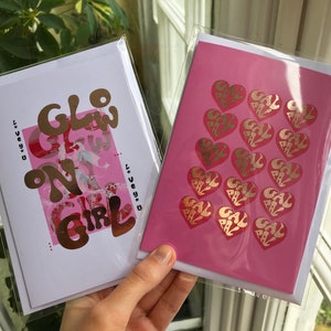2er-Pack Roségold Folien 'Glow on Girl' und 'Gal Pal' Karten, Glückwunschkarte, Karte Multipack, alles Gute zum Geburtstag Karten, Karten für jeden Anlass