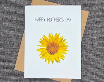 Sunflower Mothers Day Card | Beautiful Sunflower Card "Happy Mother's Day" Pretty Flower Card | Sunflower Mom Gift Set | Personalized Cards