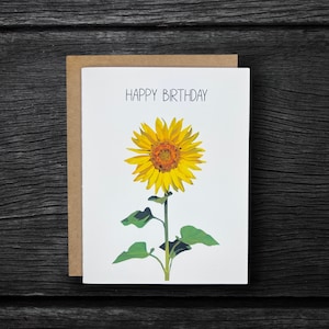Happy Birthday Sunflower Card | Happy Birthday Flower Card | Pretty Birthday Cards Personalized Card