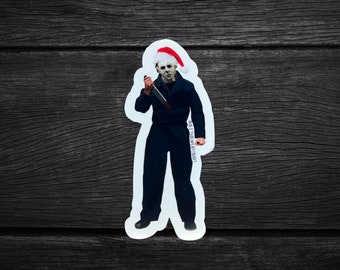 Christmas Michael Myers Vinyl Sticker | Holiday Horror Sticker