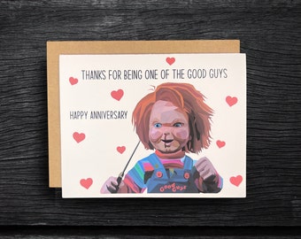 Chucky Anniversary Card “Thanks for being one of the good guys” | Funny Horror Movie Anniversary Card