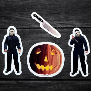 Halloween Vinyl Sticker Pack | Michael Myers Sticker | Halloween Jack-o-Lantern Die Cut Stickers | Spooky Season Stickers