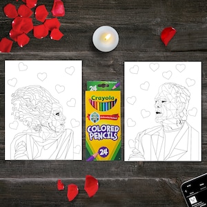 DIY Date Night Couples Activity Horror Coloring Book Prints | Frankenstein & Bride Coloring Book | Coloring Page Valentine&#39;s Day Activity