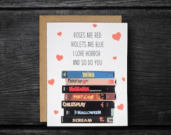 Horror VHS Stack Anniversary Card | Romantic Horror Movie lover Card | Horror Love Cards | Personalized Valentine