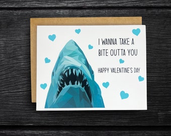 Jaws Valentine’s Day Card “I wanna take a bite outta you” | Shark Valentine Card | Personalized Card | Jaws Valentine