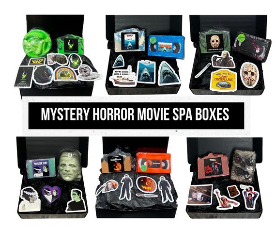 Horror Movie Spa Mystery Boxes | Horror Movie Luxury Hand Made Soap & Hand Painted Bath Bomb | Horror Movie Spa Box | Horror Spa Gift Box