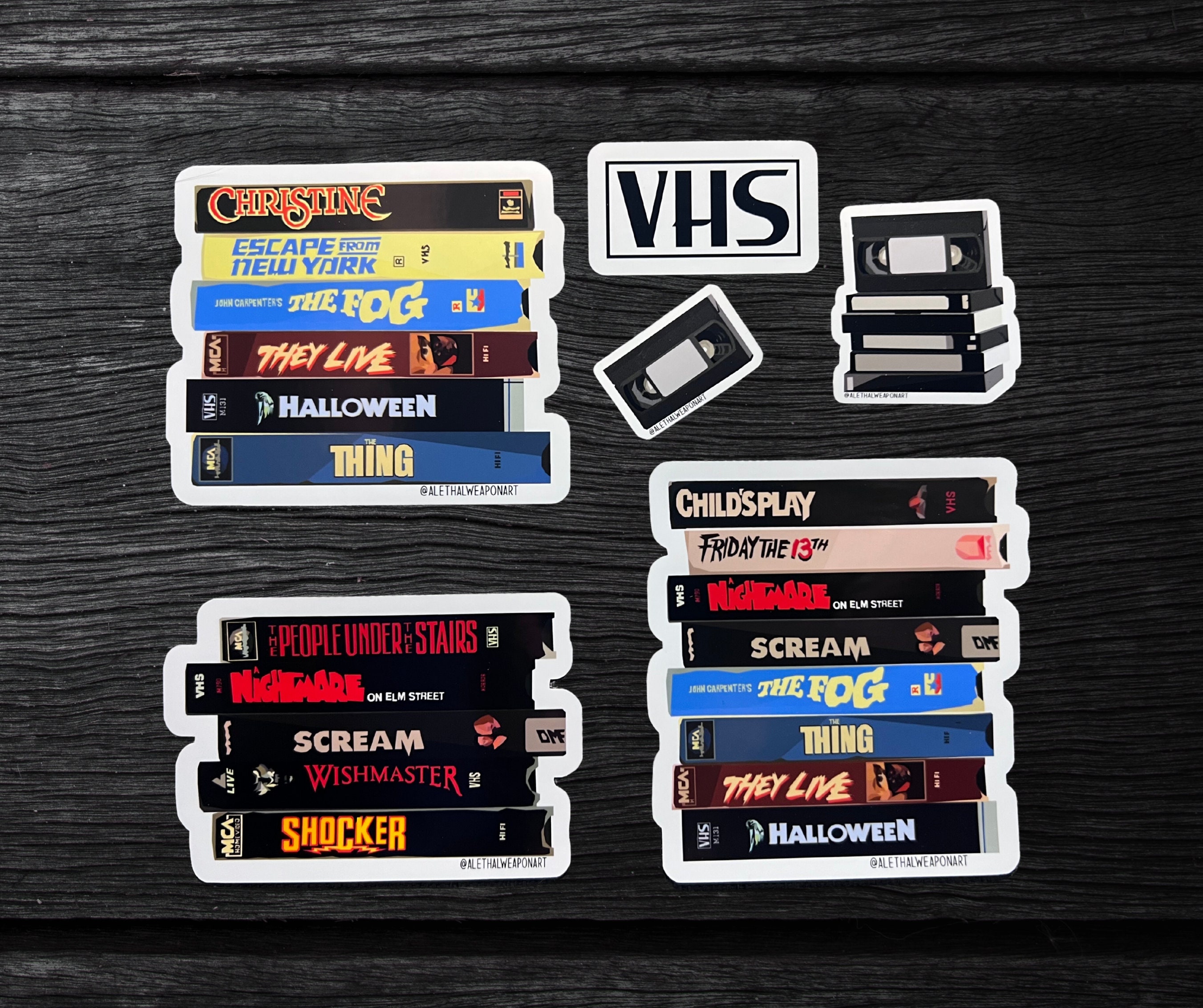 Horror Movie VHS Stack Vinyl Sticker Pack | Horror Movie Stickers