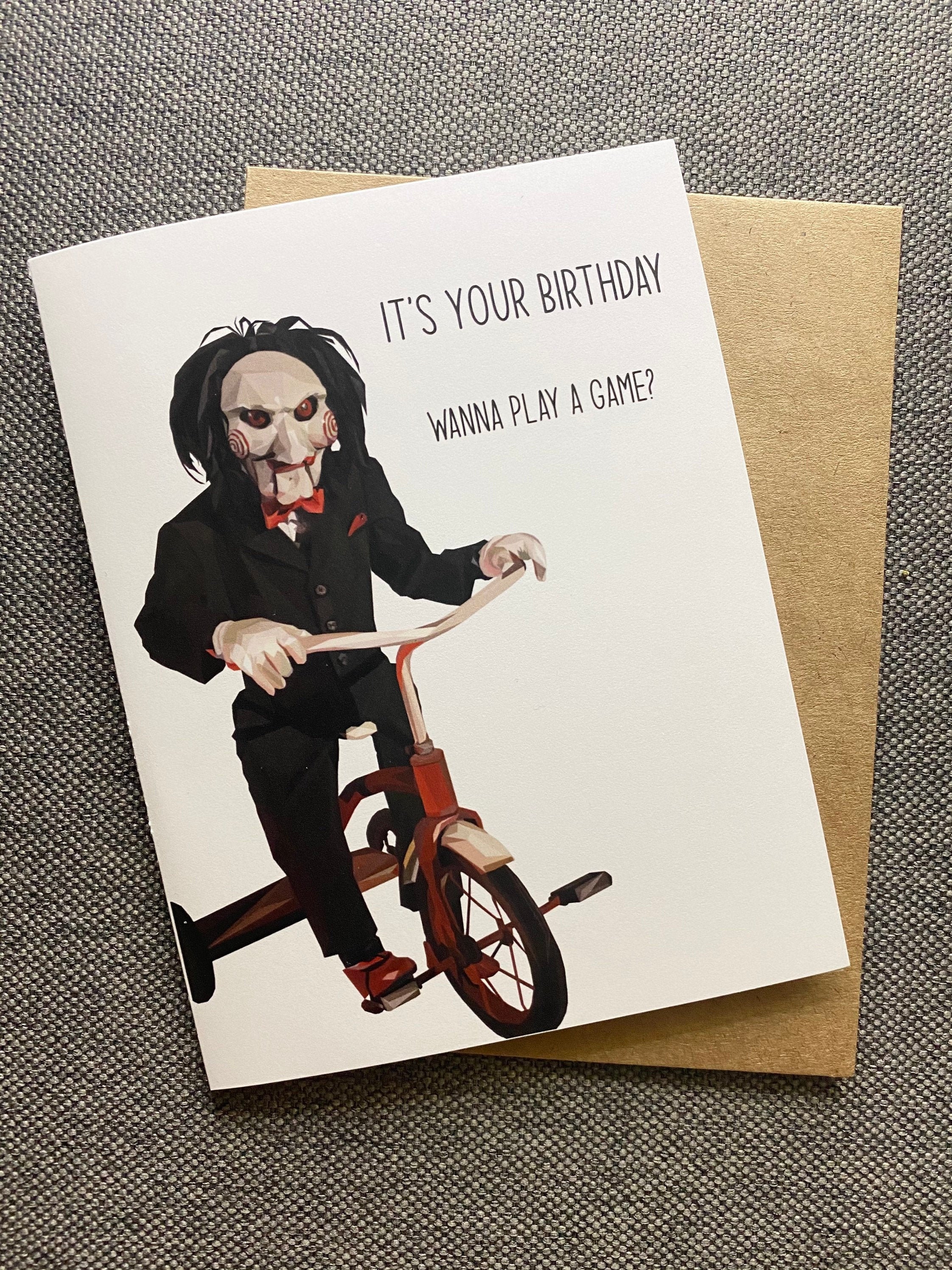 Saw Birthday Card Billy The Puppet/Jigsaw Horror Card | Etsy