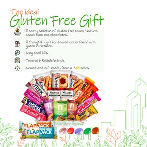 Cesta de regalo sin gluten, pasteles, galletas y snacks. Un detalle para celíacos. imagen 2