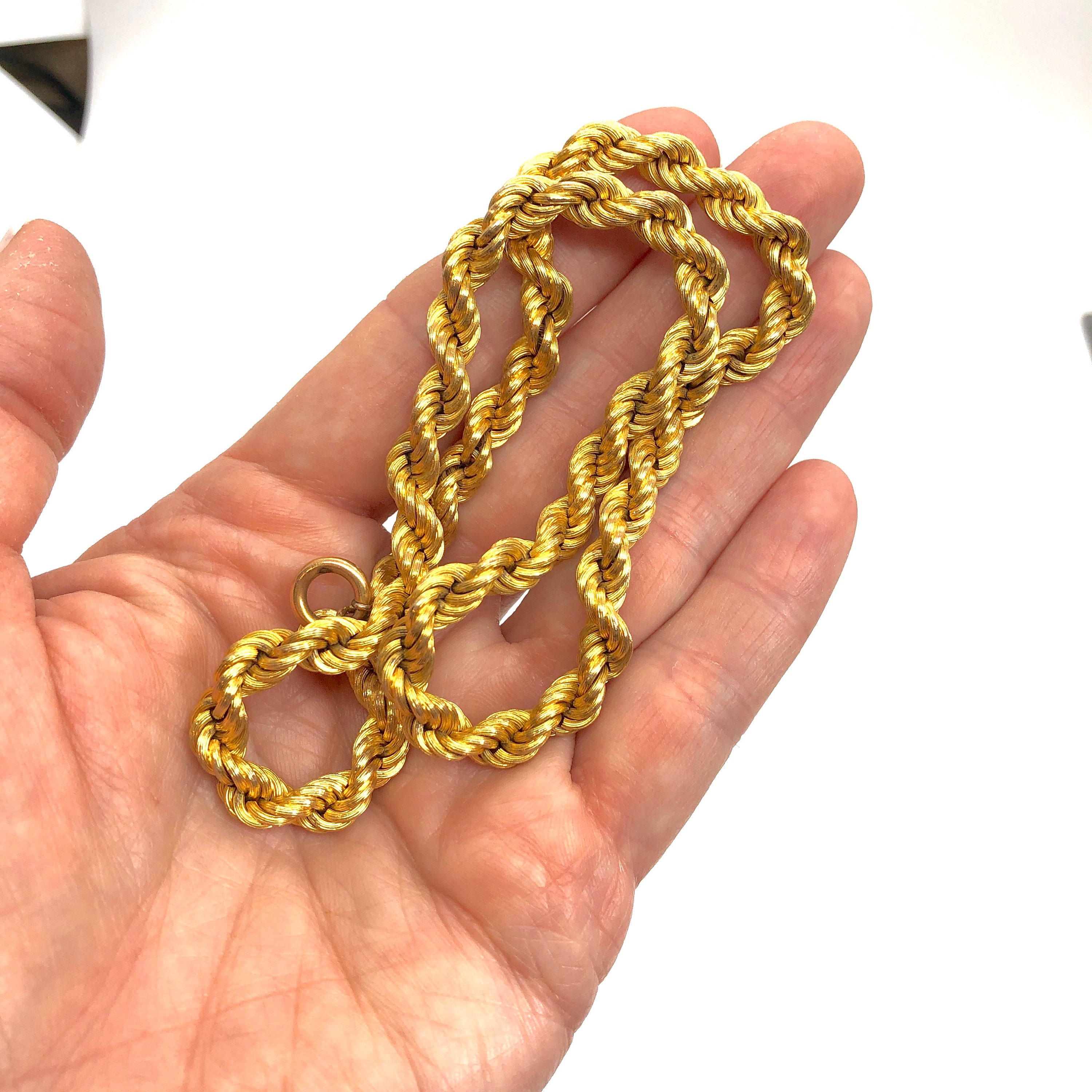 Unisex Vintage Gold Filled Thick Rope Chain Necklace Etsy