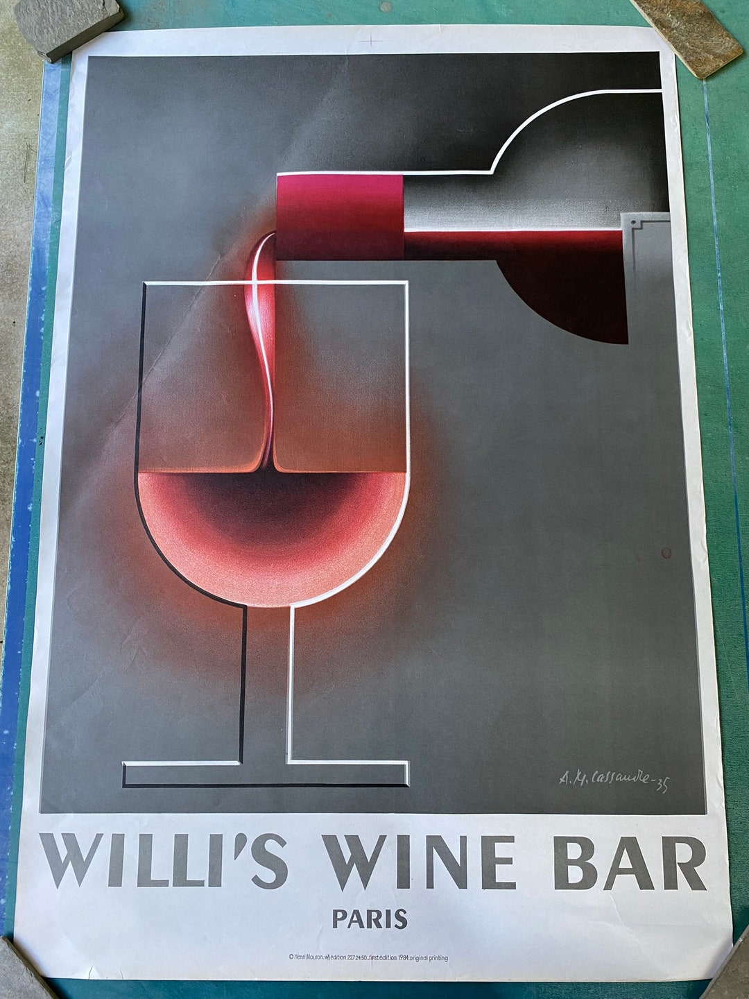 Vintage willis Wine Bar Paris Poster by A.M. Cassandre on Etsy