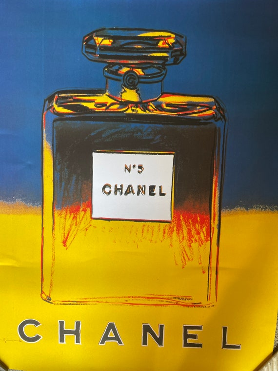 Original Chanel N 5 Poster by Andy Warhol Blue/yellow Mounted 