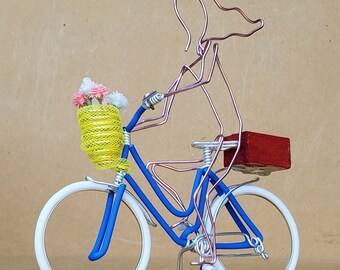 Miniature romantic bicycle. Hand made bike. Hand crafted aluminium wire. Personalized bicycle. gift for cyclists